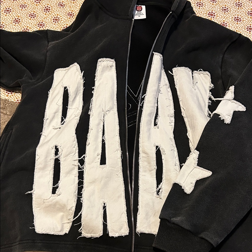 Black and White Hoodie with Bold Lettering